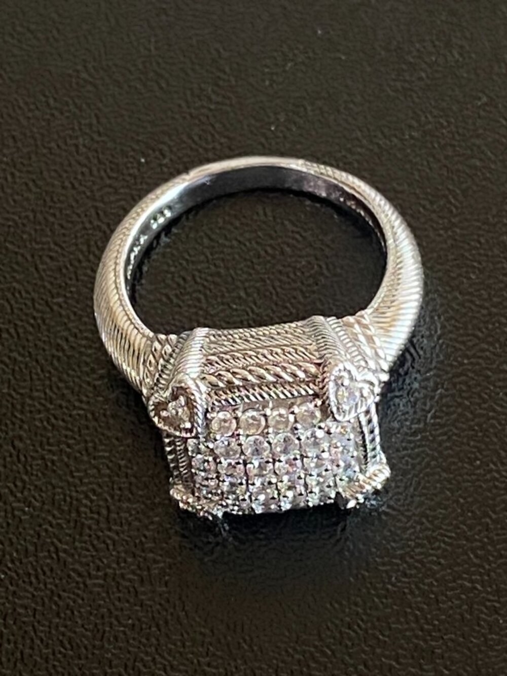 Judith Ripka Sterling Silver CZ Statement Ring 925 Size 8 - Picture 3 of 7